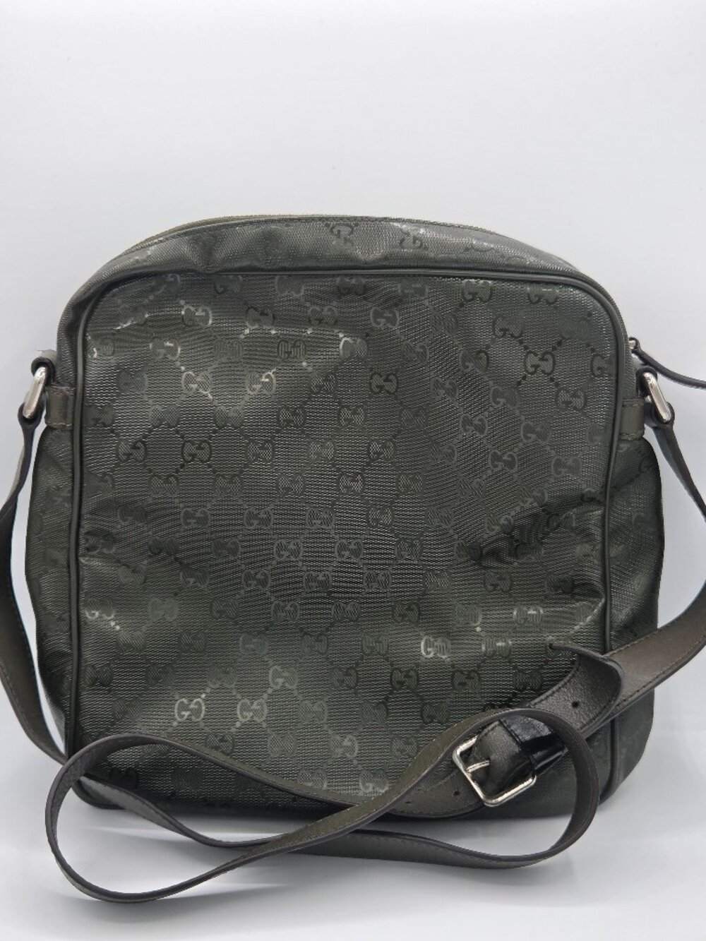 Gucci GG Imprime Medium Messenger Bag | Olive Green Monogram | Authentic